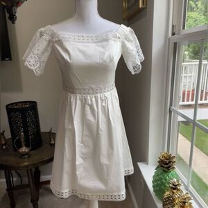 Ted Baker Loulah Off-the-Shoulder White Lace-Inset Dress US6